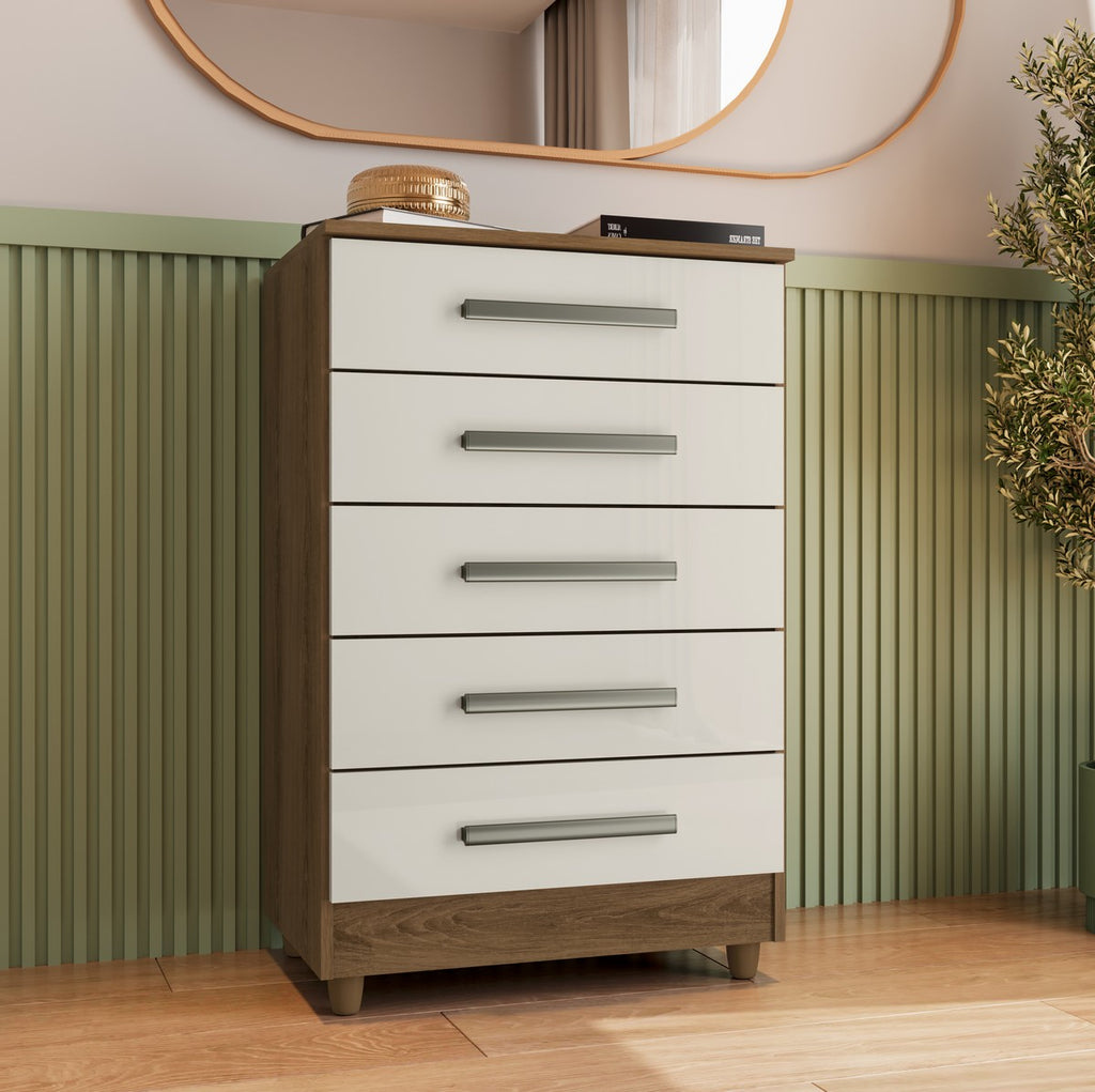 Cômoda 5 Gavetas Paola Mel/Off White – RUD RACK - Móveis furniture