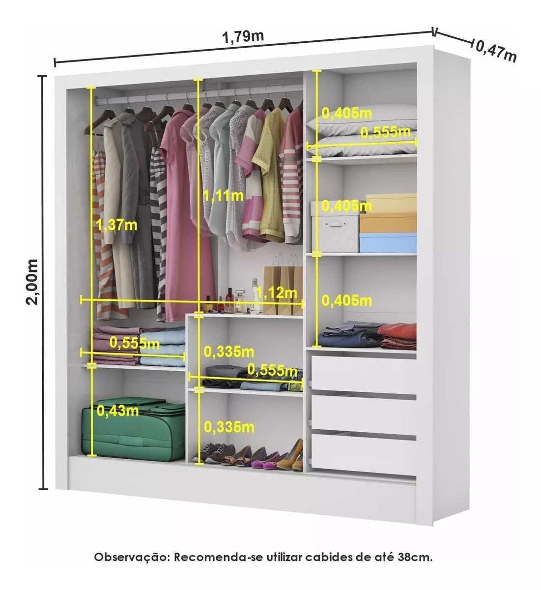 Modulado 4 Portas + Guarda-Roupa 3 Portas Dubai/Santiago Premium Branco – CARIOCA MÓVEIS