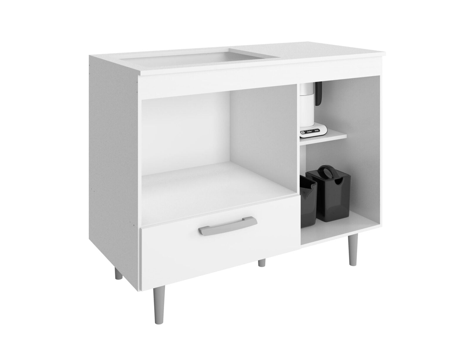 Balcão Alecrim para Cooktop 4 Bocas 1 Porta 1 Gaveta Polimam - Móveis furniture