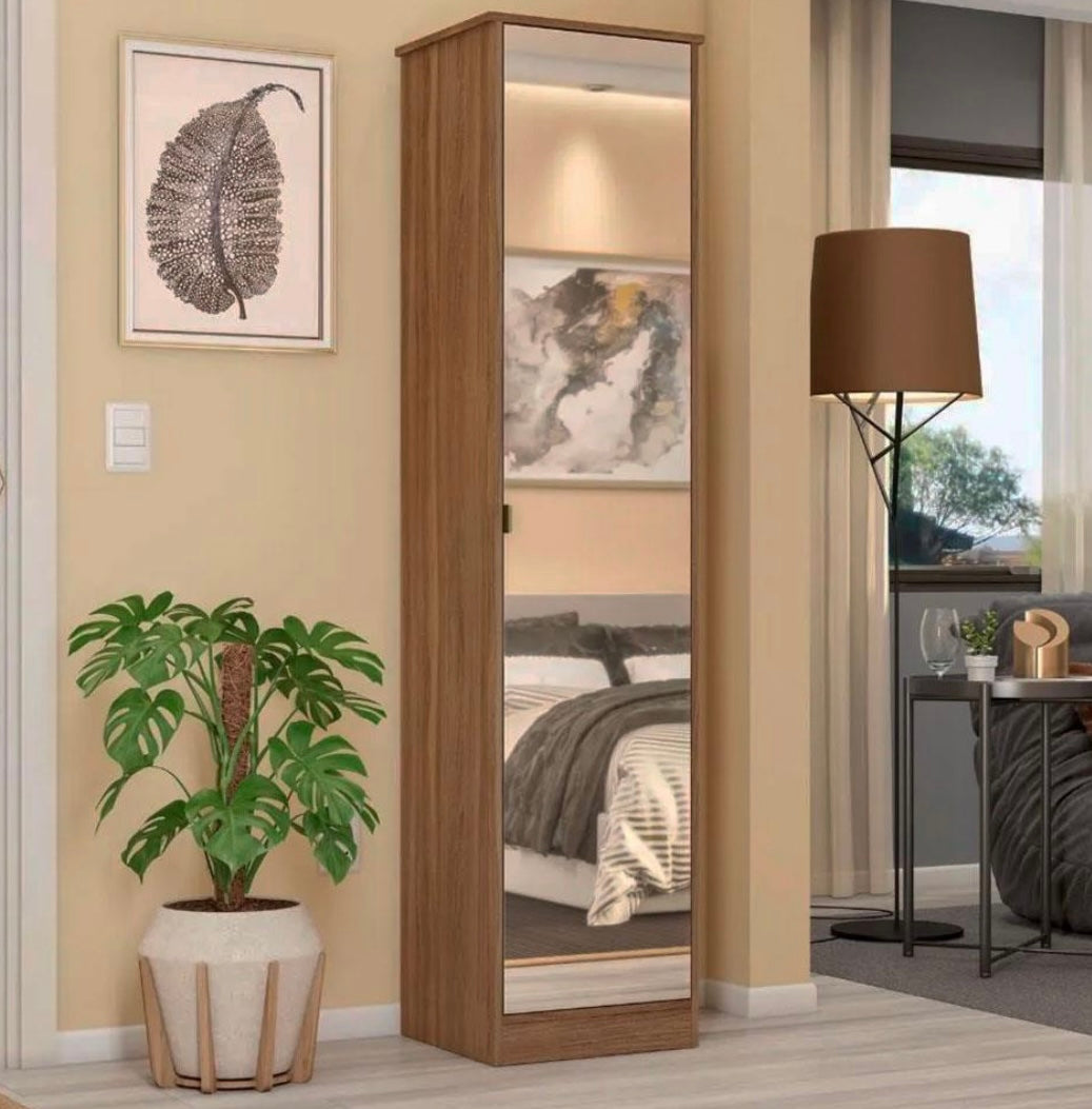 Armário Multiuso Reflex 1 Porta com Espelho Demobile amêndoa