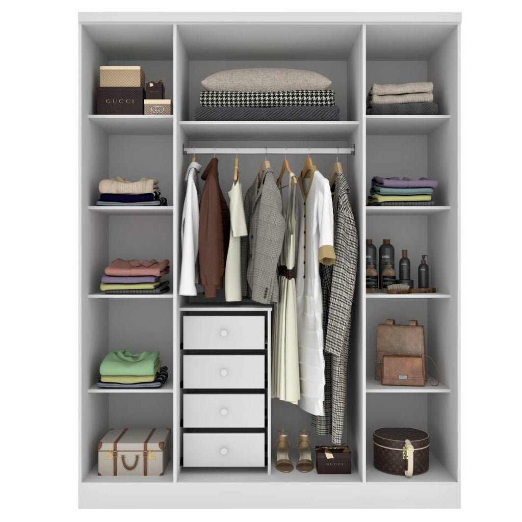 Guarda Roupa Sevilla 4 Portas c/ 4 Gavetas Tcil Móveis - Neve - Móveis furniture