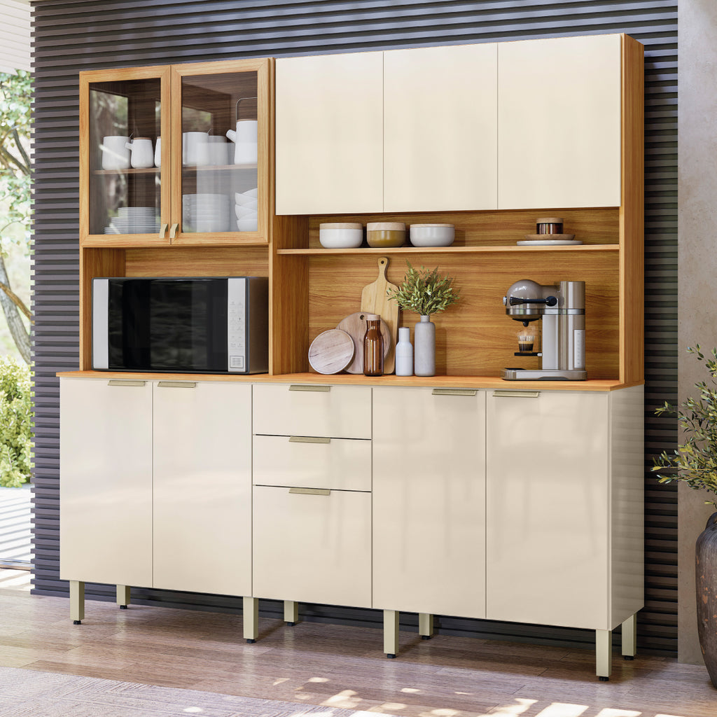 Kit Cozinha Amora 1,98 m Cinamon Touch/Off White – DEMÓBILE