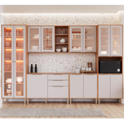 Cozinha Brilhante Completa 6 Peças com Led 14 Portas 2 Gavetas Mgm