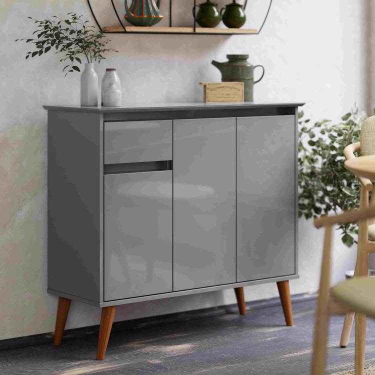 Aparador Veneza 3P1G Cinza EJ Moveis