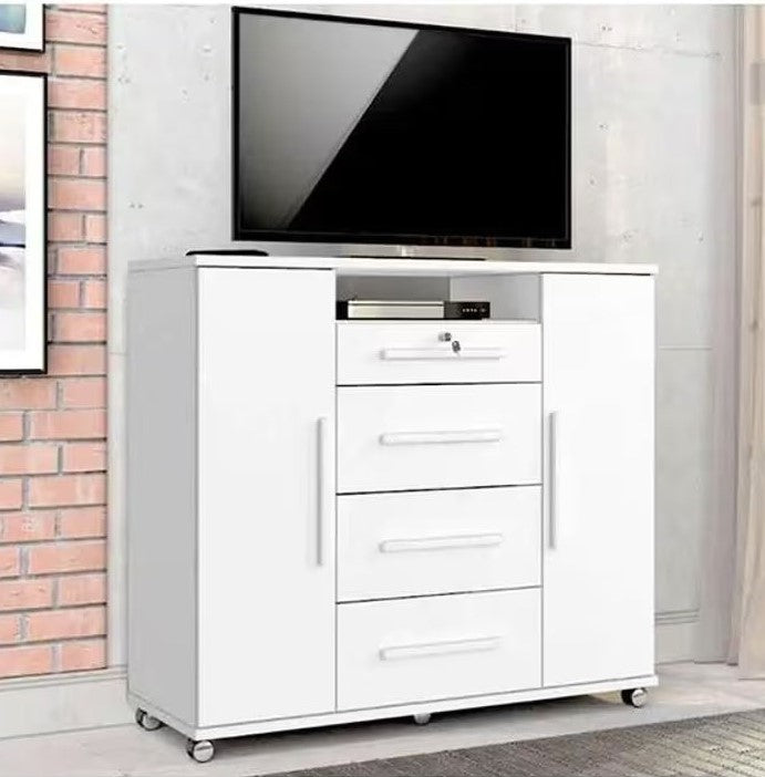 Comoda Sapateira Versatil 4G2P Branco Absoluto Zanzini Moveis - Móveis furniture