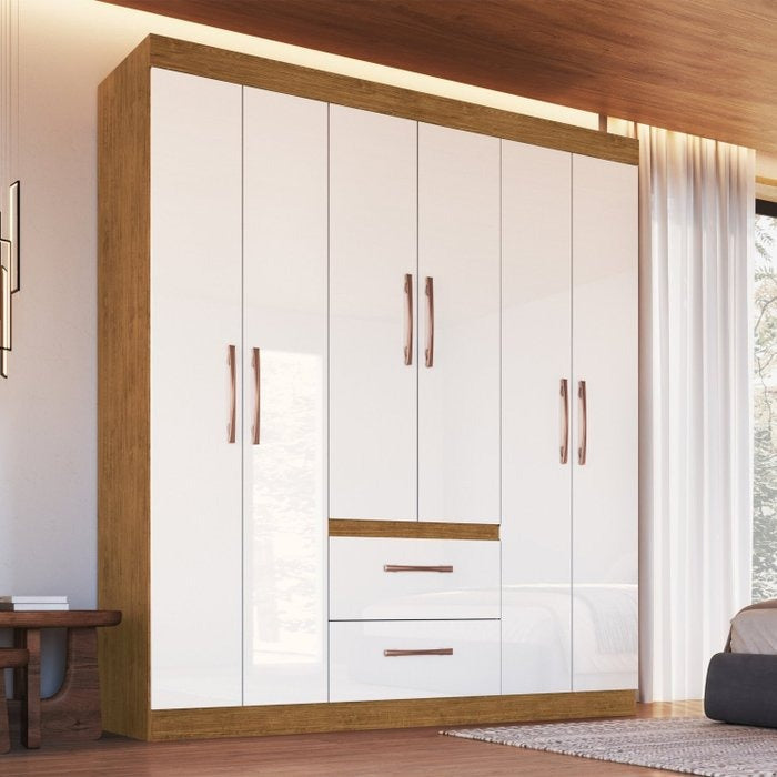 Guarda-Roupa Santiago 90906 1,80 m Off White/Nogueira – DORIPEL