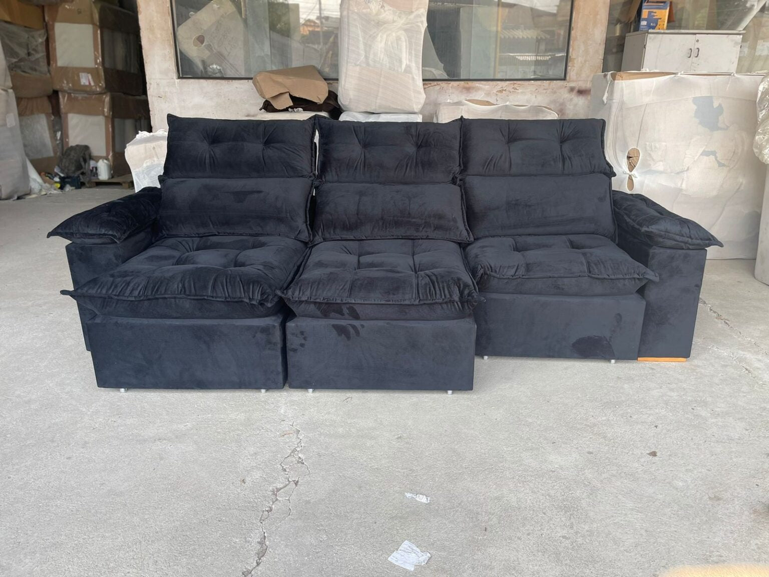 Sofá Retrátil e Reclinável Imperial 2,75 m Veludo Jolie Preto 12 – IMPERIAL DECOR - Móveis furniture