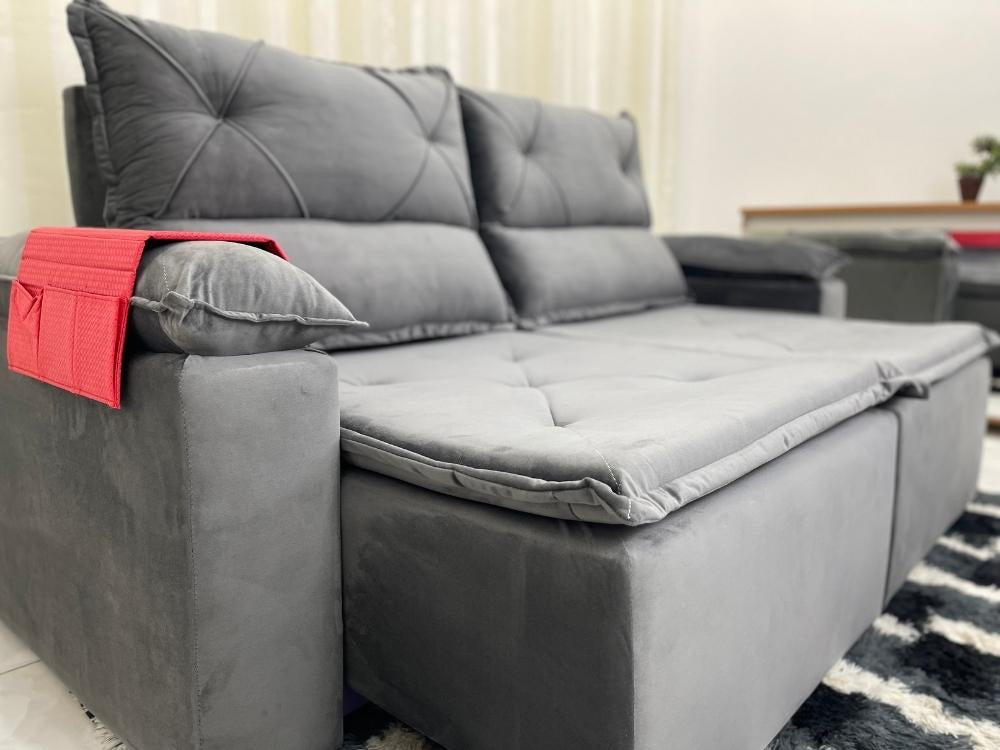 Sofá Retrátil e Reclinável REF 2025 2.00m – Cinza Veludão - Móveis furniture