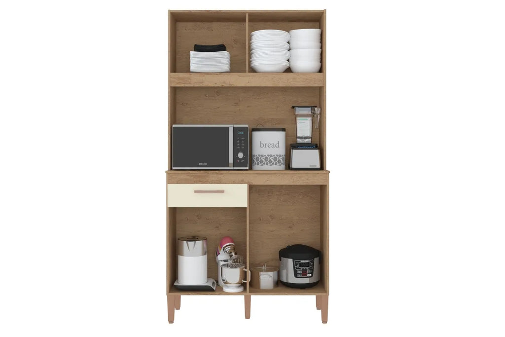 Armário de Cozinha Ceara 4 Portas 1 Gaveta Atualle Canelato 3D Off White - Móveis furniture