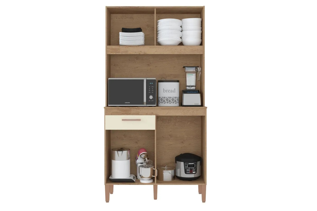Armário de Cozinha Ceara 4 Portas 1 Gaveta Atualle Canelato 3D Off White - Móveis furniture