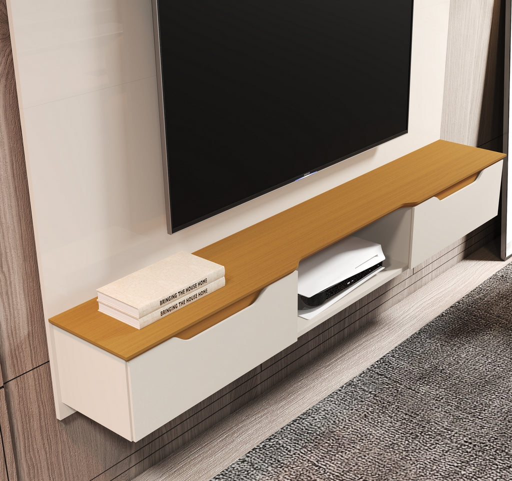 Painel até 65″ Studio Off White/Cedro – EDN MÓVEIS