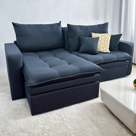Sofá Retrátil Baú Versate 2,40 m Linho Azul – ARJAN DECOR - Móveis furniture