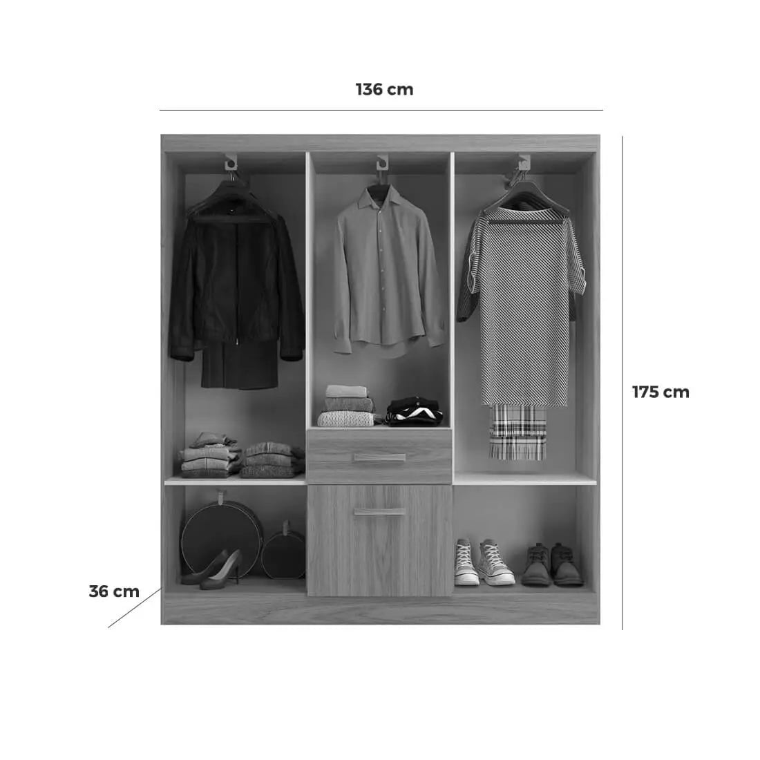 Guarda Roupa New Marbella Casal 7 Portas 1 Gaveta Evidencia PRETO