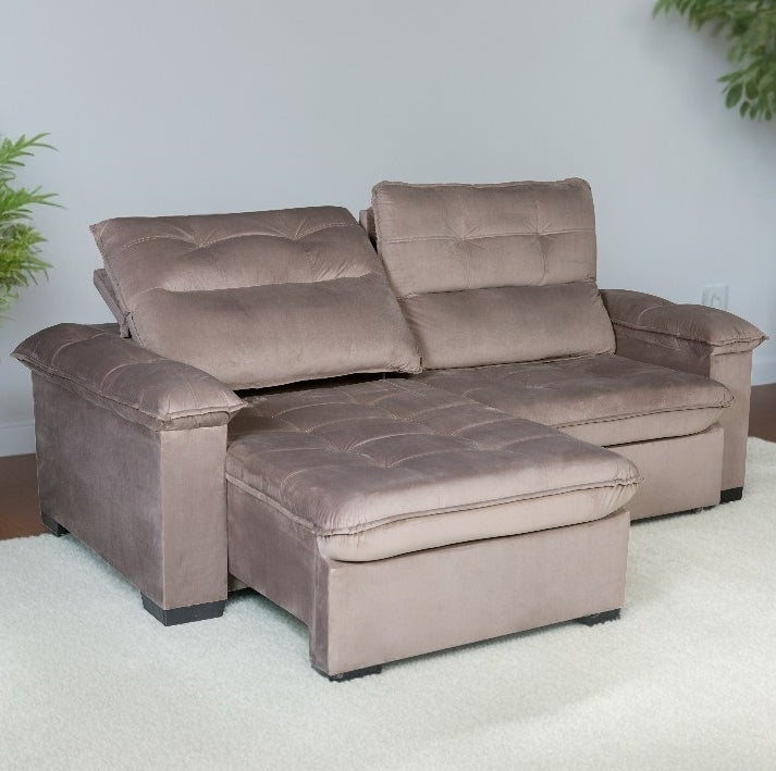 Sofá Retrátil e Reclinável Soberano 2,30 m Capuccino – ECOTEC - Móveis furniture