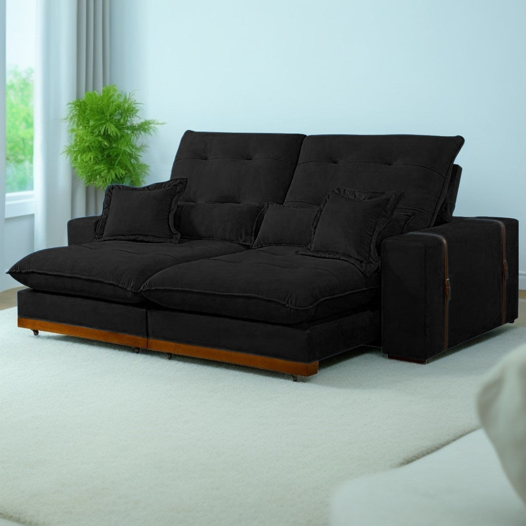 Sofá Retrátil e Reclinável Arthur/Toronto 2,30 m Preto 4062 – D’VITRINE ESTOFADOS