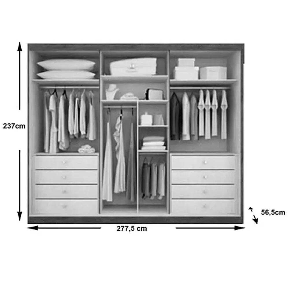 Guarda Roupa Robust Casal com Espelho 6 Portas 8 Gavetas Novo Horizonte