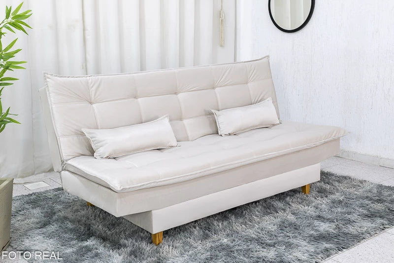 Sofá Cama Premium Veludo Bege 2269 Larg. 1.80m