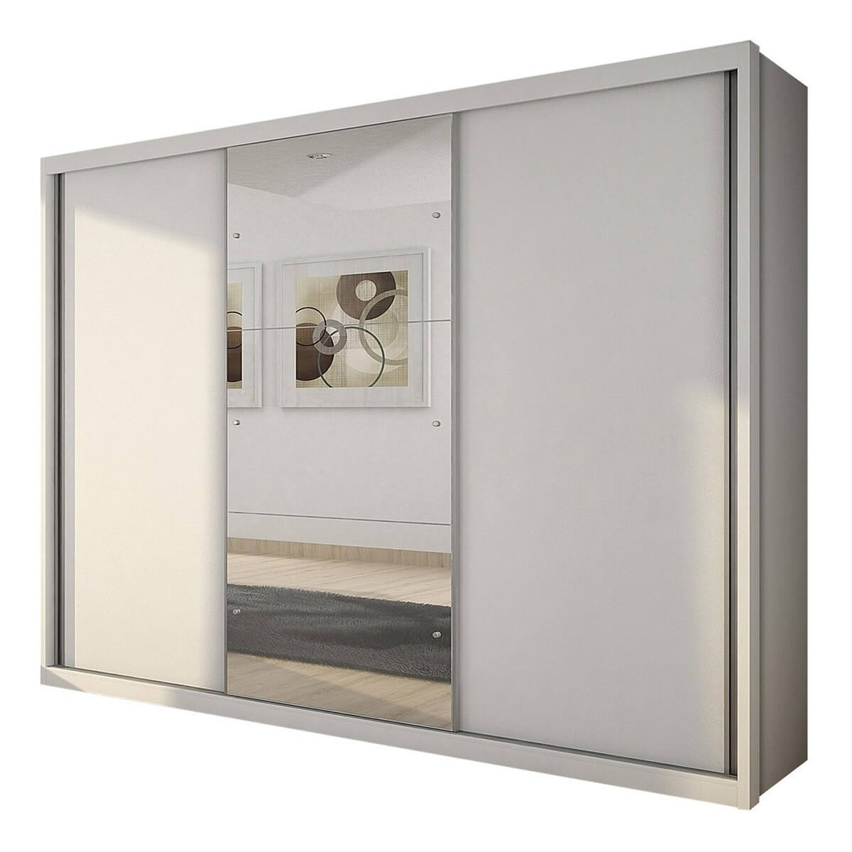 Guarda Roupa Paradizzo Casal com Espelho e 3 Portas de Correr - Móveis furniture