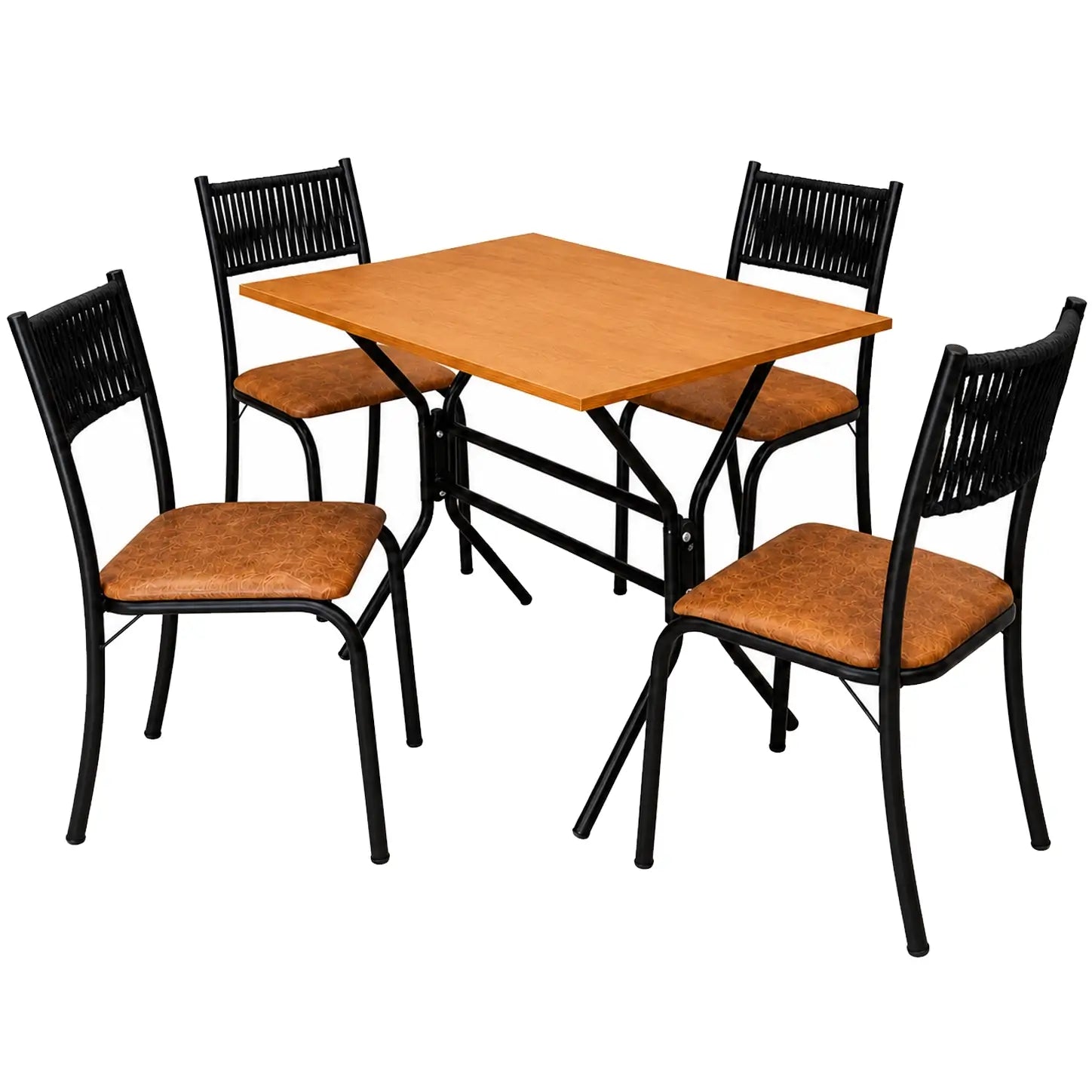 Mesa de Jantar Nexus 69x45cm com 4 Cadeiras Atenas em Courino Aço Tubo Minas