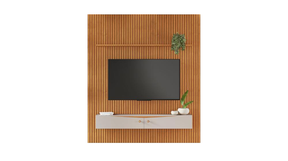 Home Suspenso até 75″ Riso Cinamono/Off White - Móveis furniture