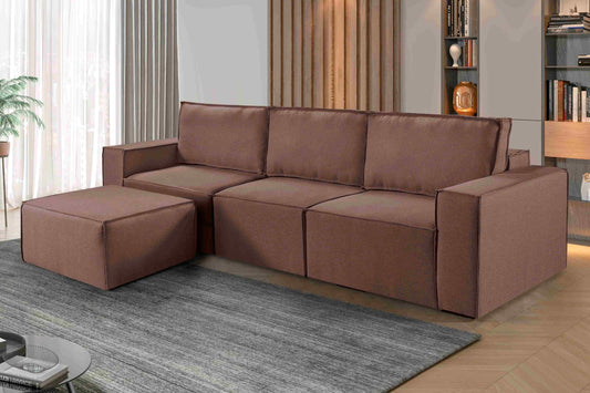 Mais Braco 25 e Puff 90 Linho Chocolate Idealle - Móveis furniture