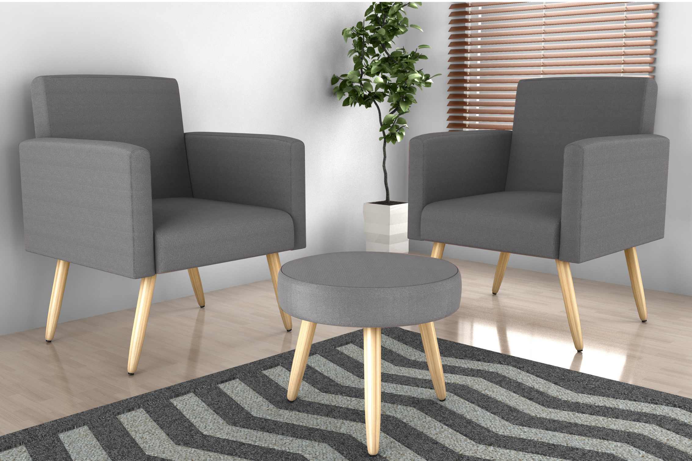 2 Poltrona Dallas Grafite 425 + 1 Puff Dallas Grafite