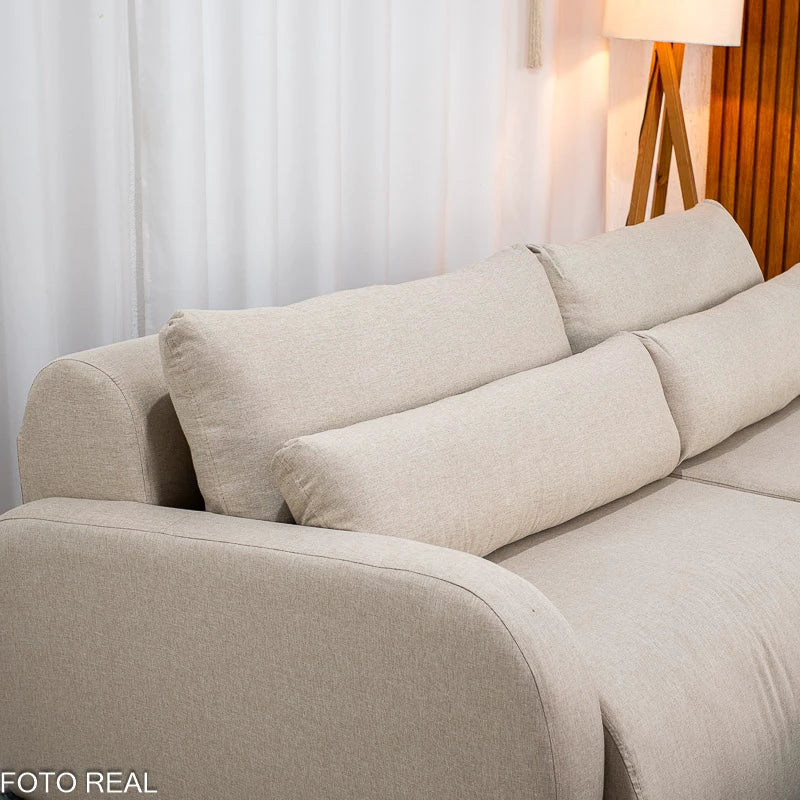 Sofá Retrátil Bellagio Larg. 2.25m Linho Bege A57