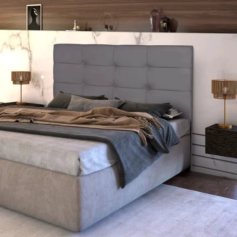 Cabeceira Cama Box Queen 1.60 Eslovênia Veludo Cinza