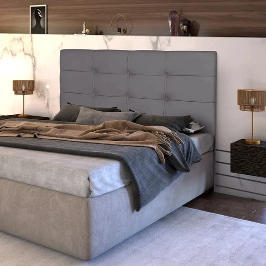 Cabeceira Cama Box Queen 1.60 Eslovênia Veludo Cinza