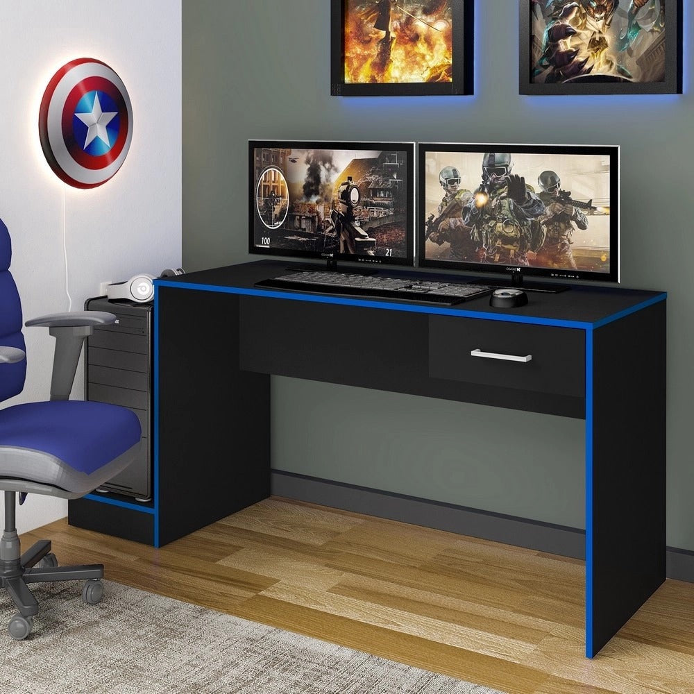 Escrivaninha Gamer Preto.Azul Artely - Móveis furniture