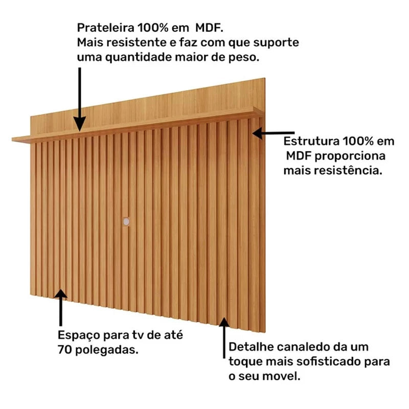 Painel Ripado Speed Trend Para TV até 70 Polegadas 100% MDF - Móveis furniture