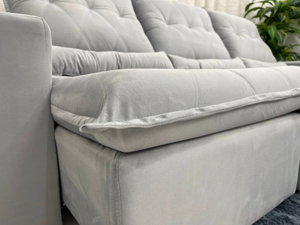 Sofá Retrátil Reclinável Las Vegas 2.70m – Prata - Móveis furniture