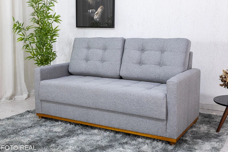 Sofá 3 lugares Living Áustria 1.70m Linho Cinza - Móveis furniture