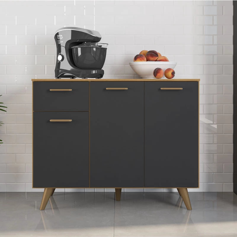 Balcão Cozinha Olinda Larg. 1.05m Freijó/Grafite Poliman - Móveis furniture