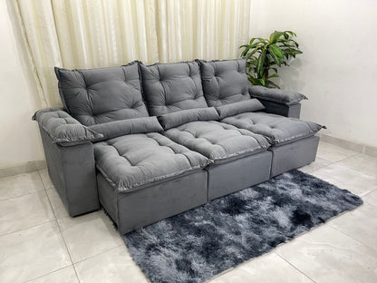 Sofá Retrátil Reclinável Atenas 2.70m – Cinza - Móveis furniture