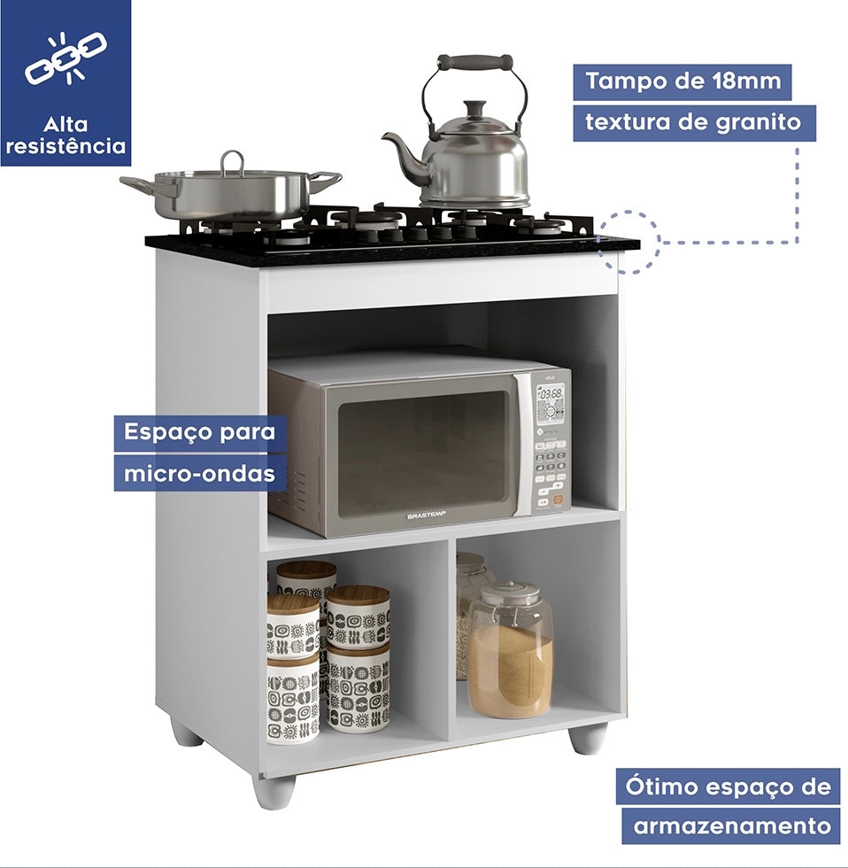 Balcão para Cooktop 4 Bocas Salvia Kaiki Móveis - Móveis furniture