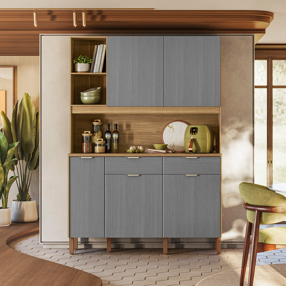 Kit Cozinha Flora 1,447 m Freijó/Gris – KIT’S PARANÁ