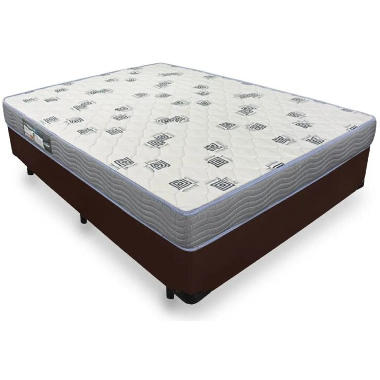 Colchão Casal Light D33 + Base Box Simples Corino Preto – ORTOBOM + BIOSTAR - Móveis furniture
