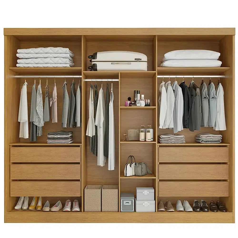 Guarda Roupa Alvorada Casal 6 Portas 6 Gavetas Bianchi cinamomo off