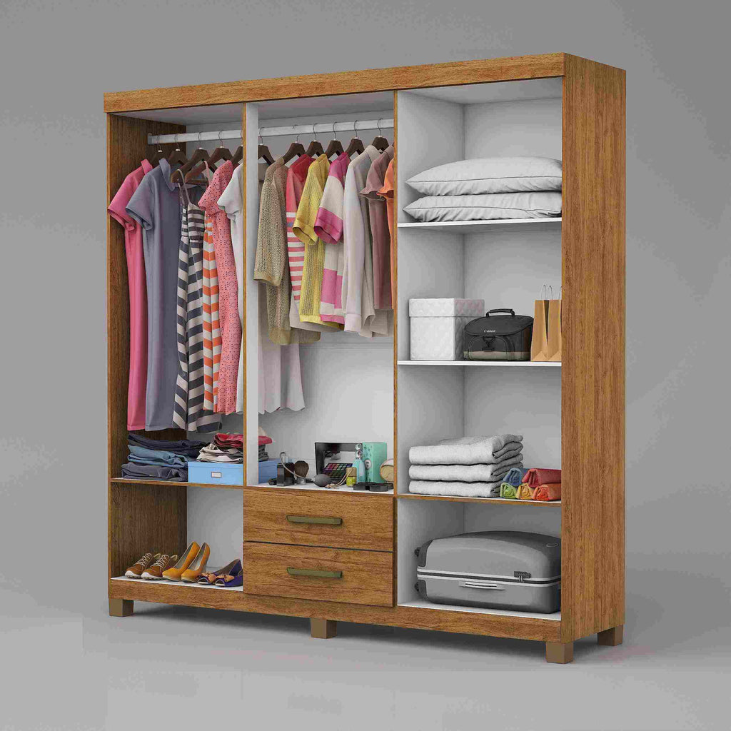 Roupeiro Aires Gold 6P2G com Pes Cinamomo.Branco - Móveis furniture
