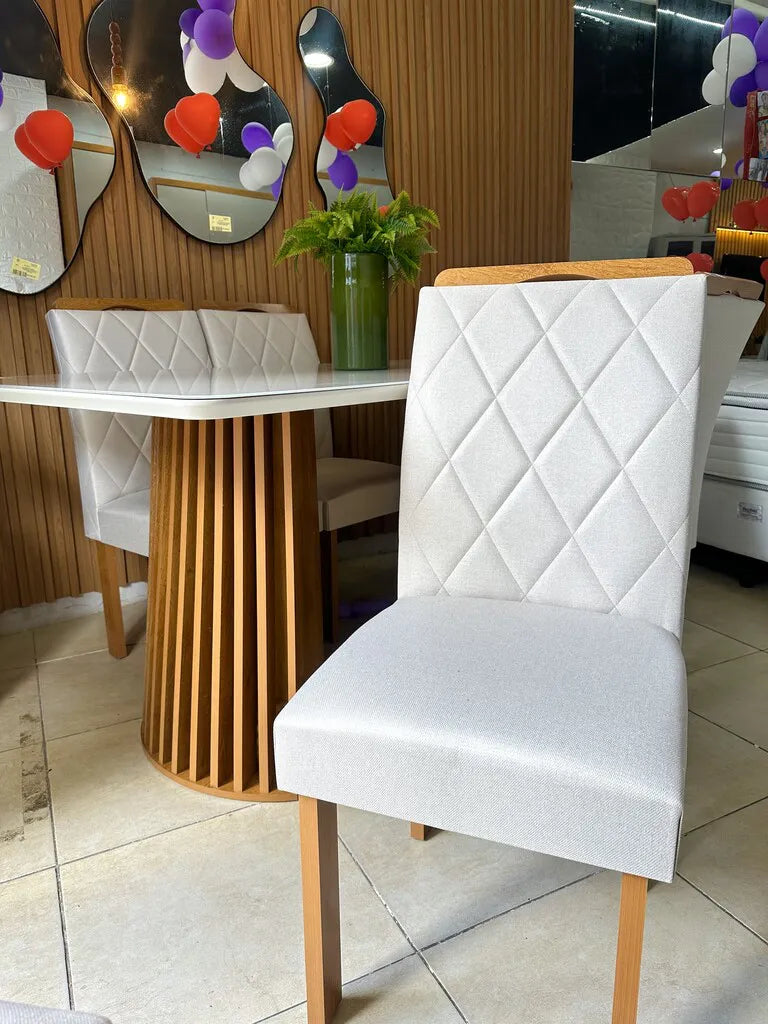 Mesa Nevada 120x90 (Off/Cinamomo) C/ 4 Caderias Toronto - Tecido Cinamomo - Móveis furniture