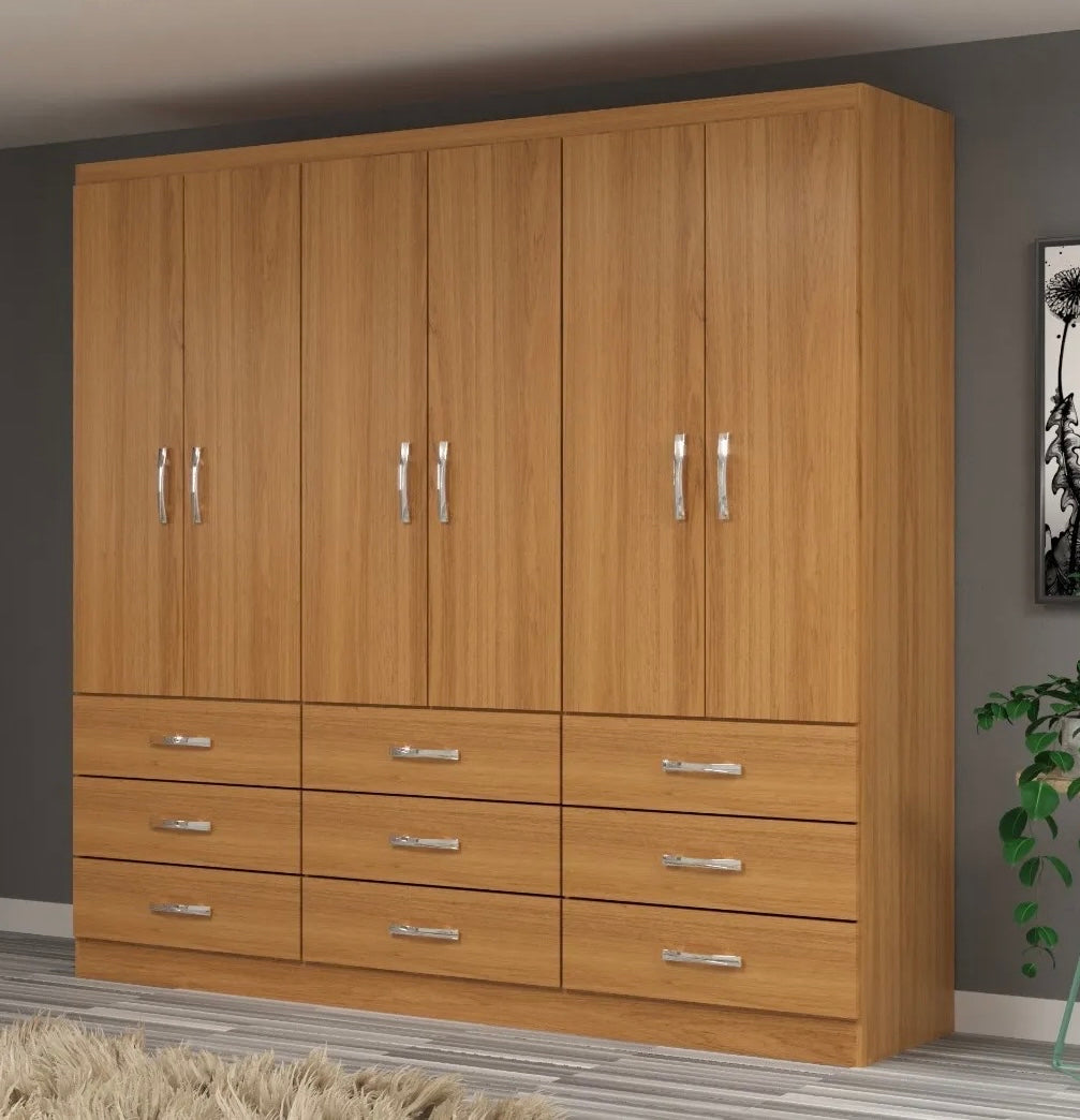Roupeiro Bergamo Cinamomo - 6 portas - Evidência - Móveis furniture