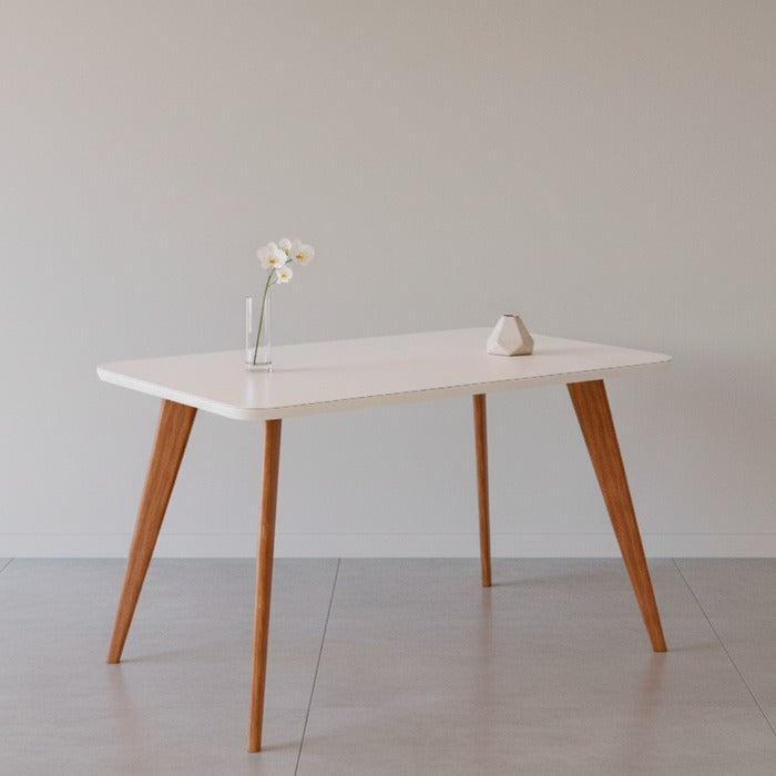 Mesa Acerola 130 (C/Vidro) Madeira/Off White – CIMOL