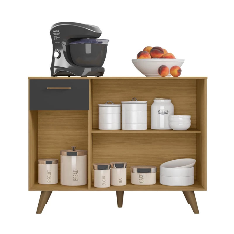 Balcão Cozinha Olinda Larg. 1.05m Freijó/Grafite Poliman - Móveis furniture