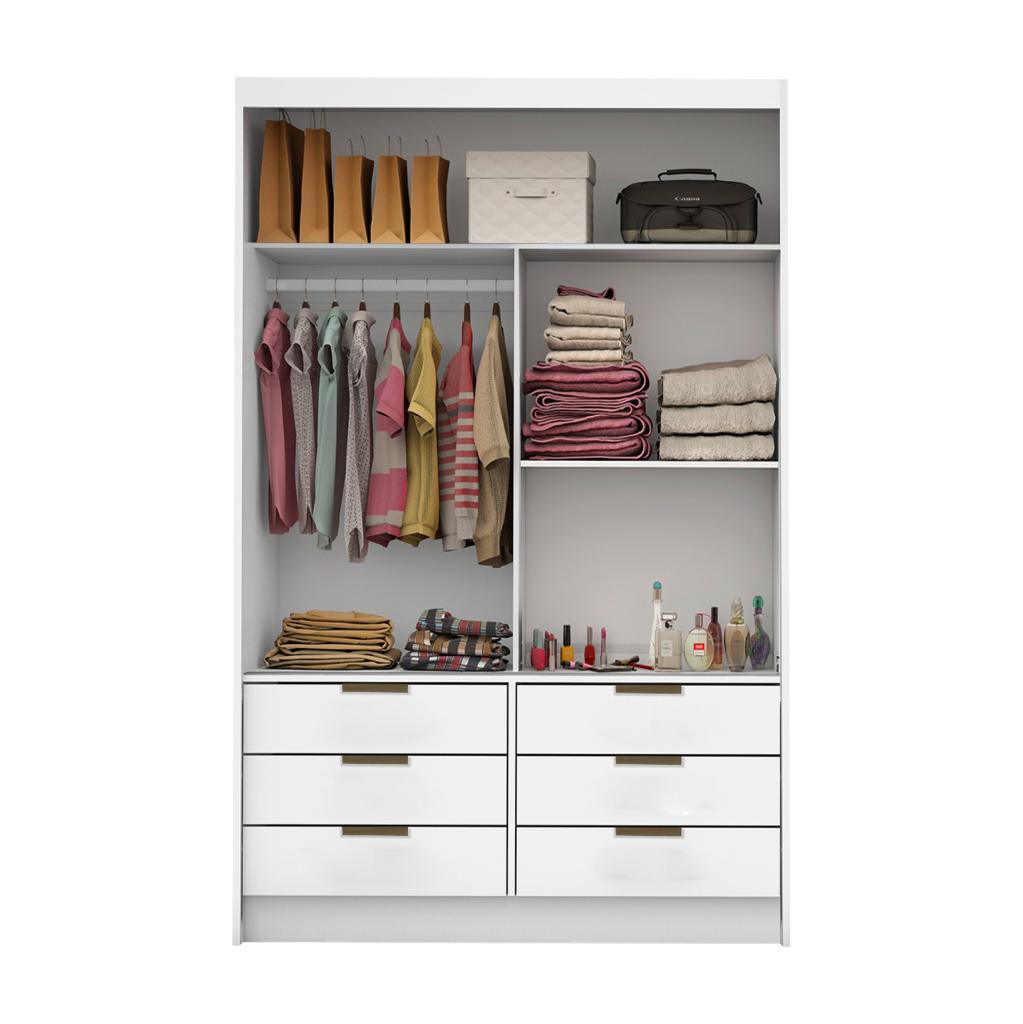Guarda-Roupa 2 Portas Sevilha Plus(Com espelho) 1,10 m Freijó/Branco – - Móveis furniture