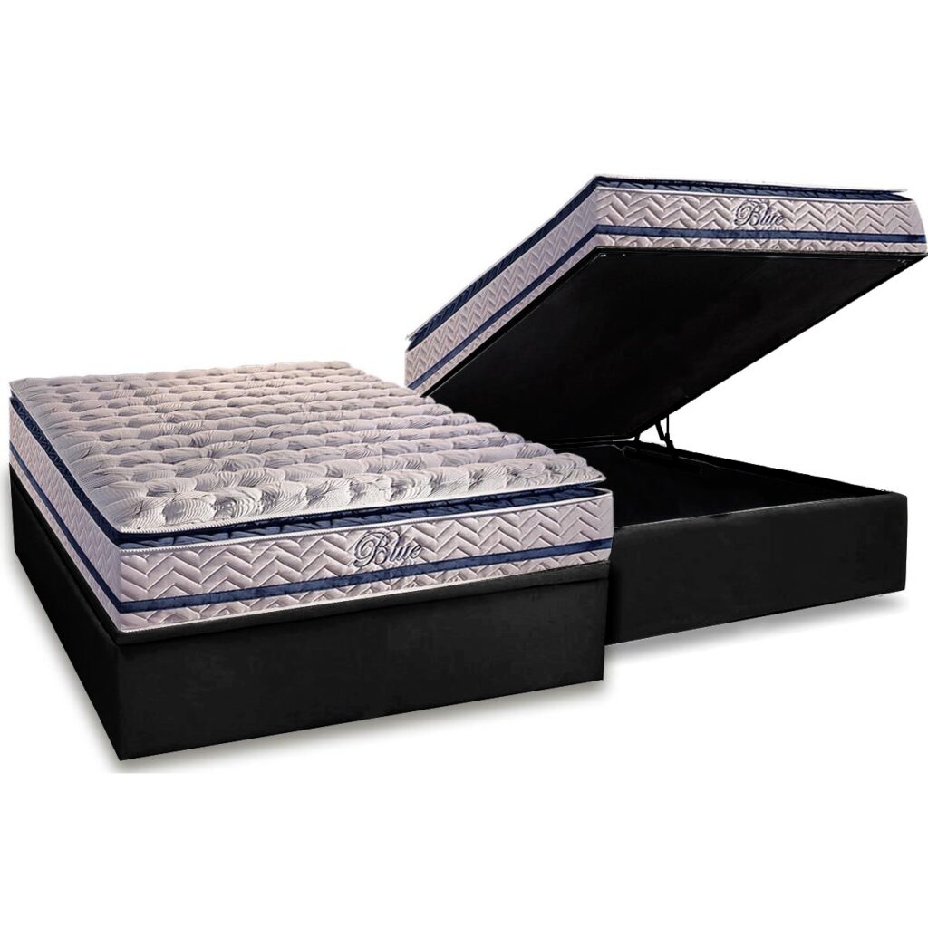 Colchão Casal Blue + Base Box Baú Preto – PAROPAS/BIOSTAR - Móveis furniture