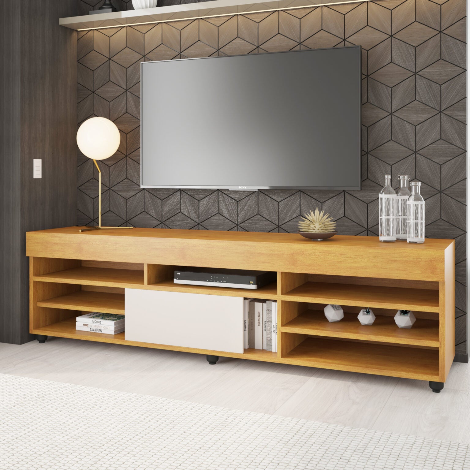 Rack Bela Viero Móveis/ mel off white - Móveis furniture