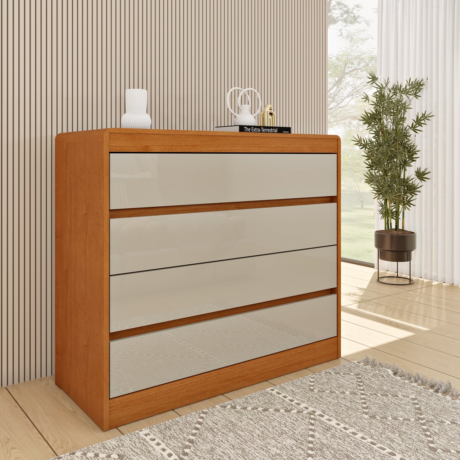 Cômoda 4 Gavetas Espanha Cinamomo/Off White – TCIL