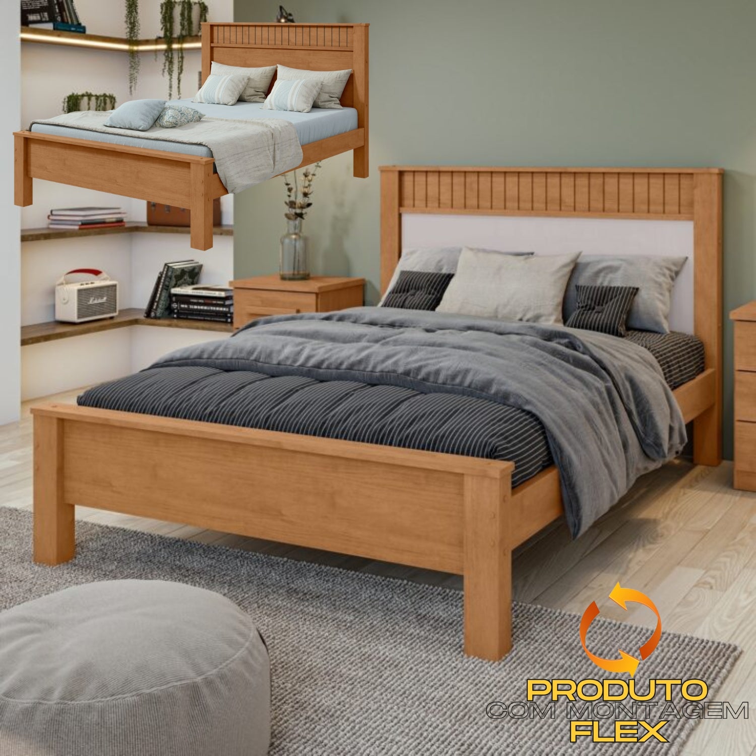 Cama Casal Athenas Amêndoa Clean/Off White/Amêndoa – LOPAS
