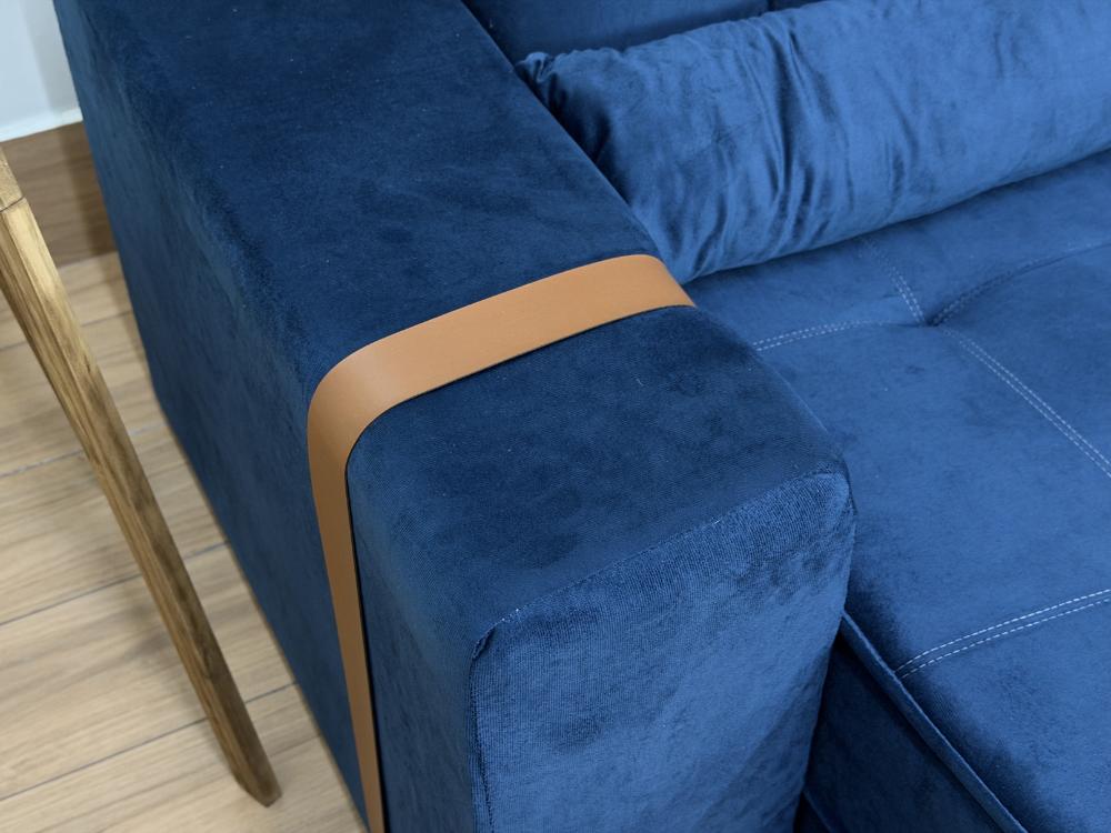 Sofá Retrátil e Reclinável Júnior 1,80 m Veludo Azul 07 – IMPERIAL DECOR